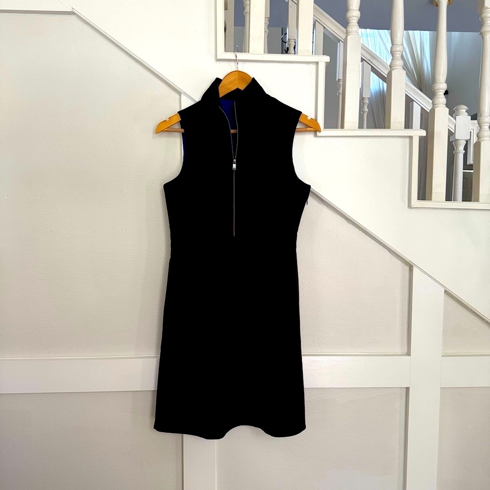 Marc New York Andrew Marc Black Sleeveless High Collar Mini Dress size 8P